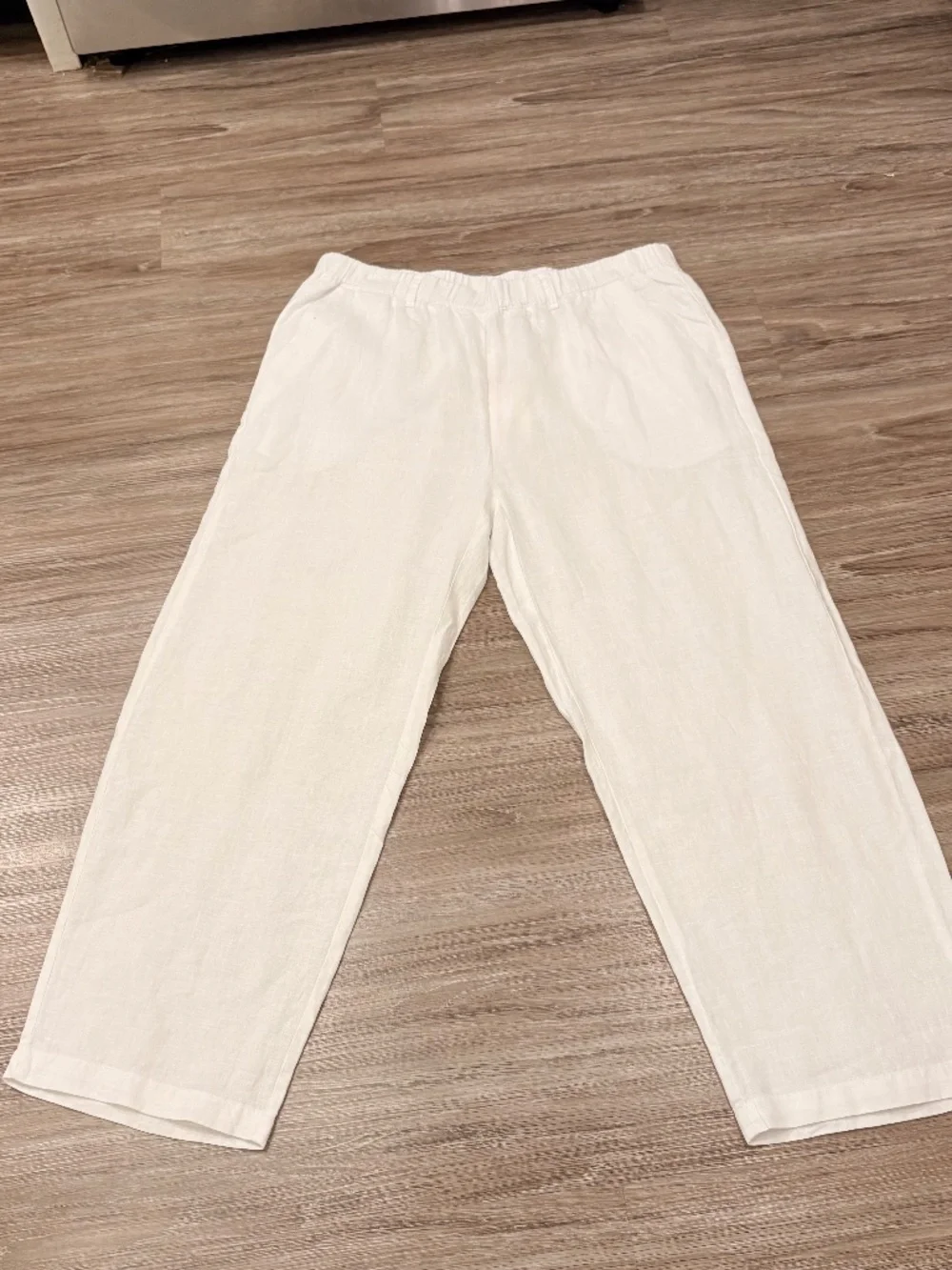 NWT Quince White 100% European Linen Pull On Pants, Ankle Length Size L - Picture 4 of 9